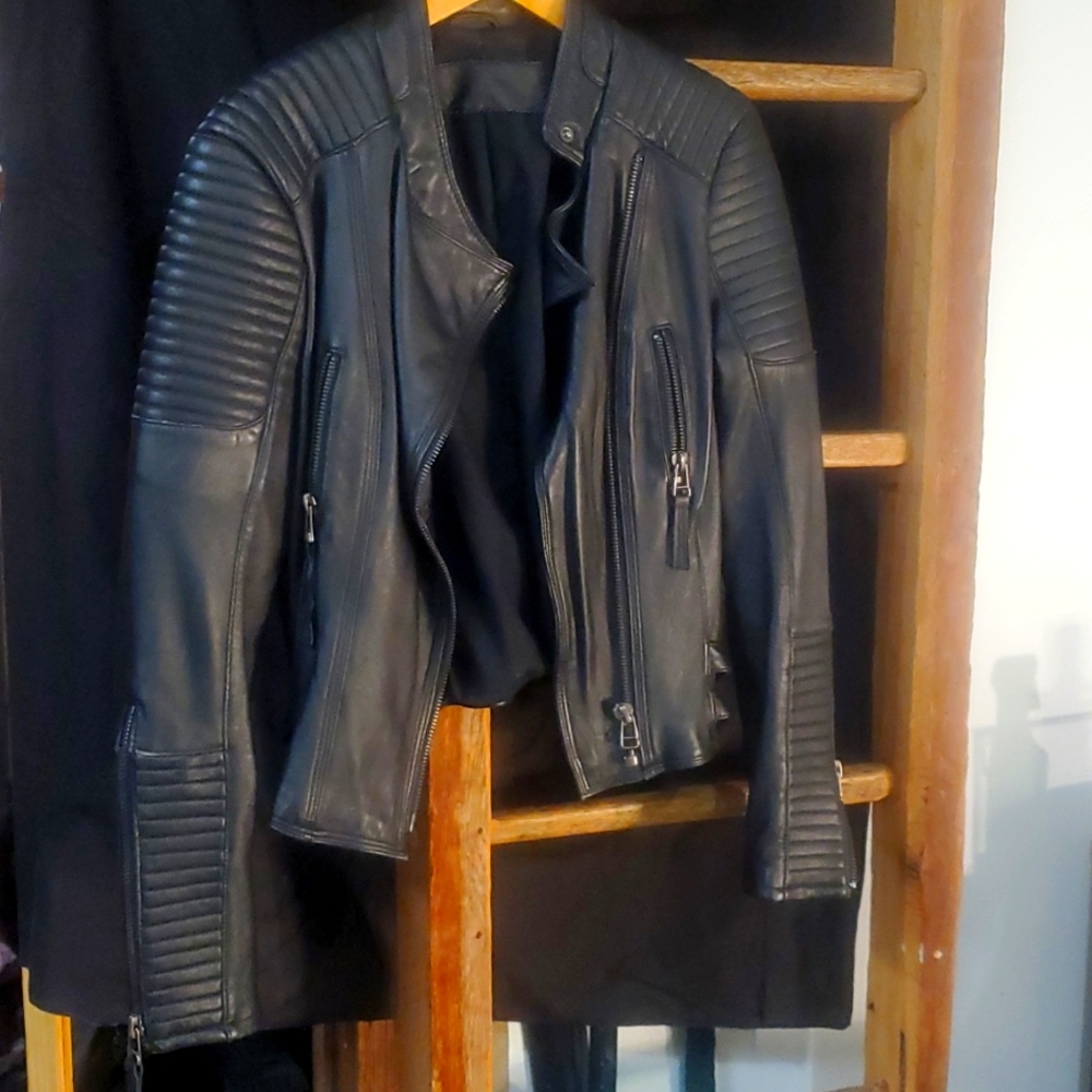 Motorcycle style leather jacket
